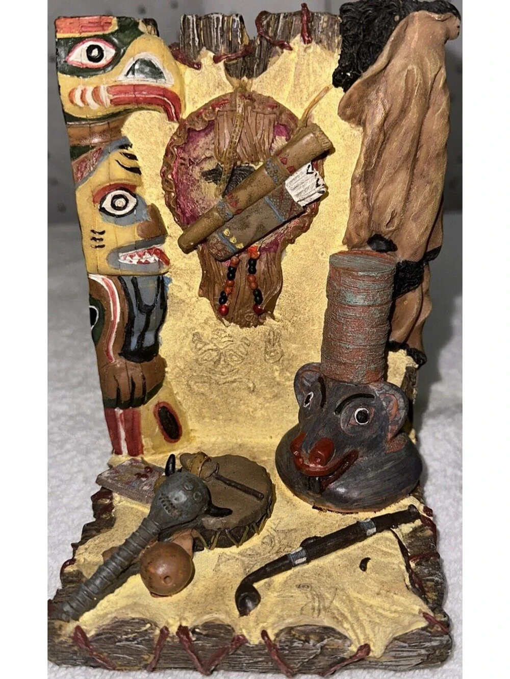 Native American bookends into abstract